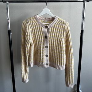 Boden ribbed color block chunky cropped cardigan